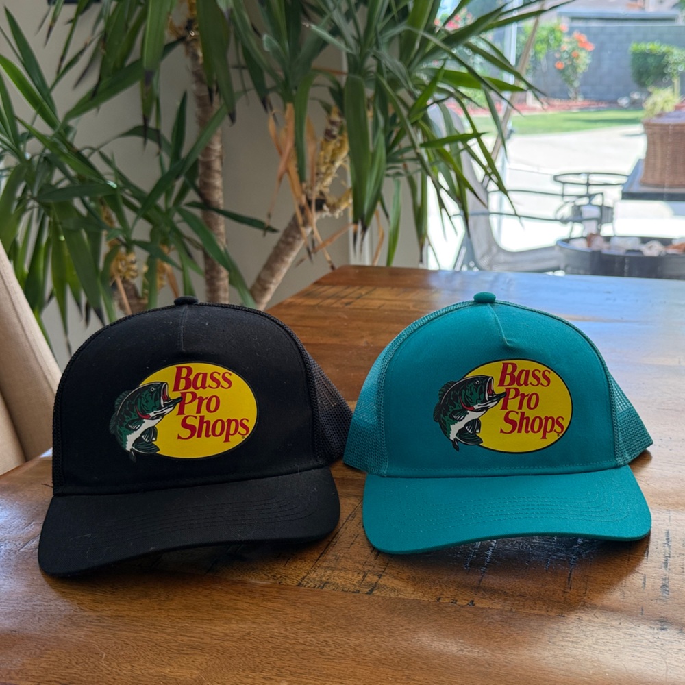 2 Bass Pro Shops Hats | Black & Teal Logo Trucker Hats